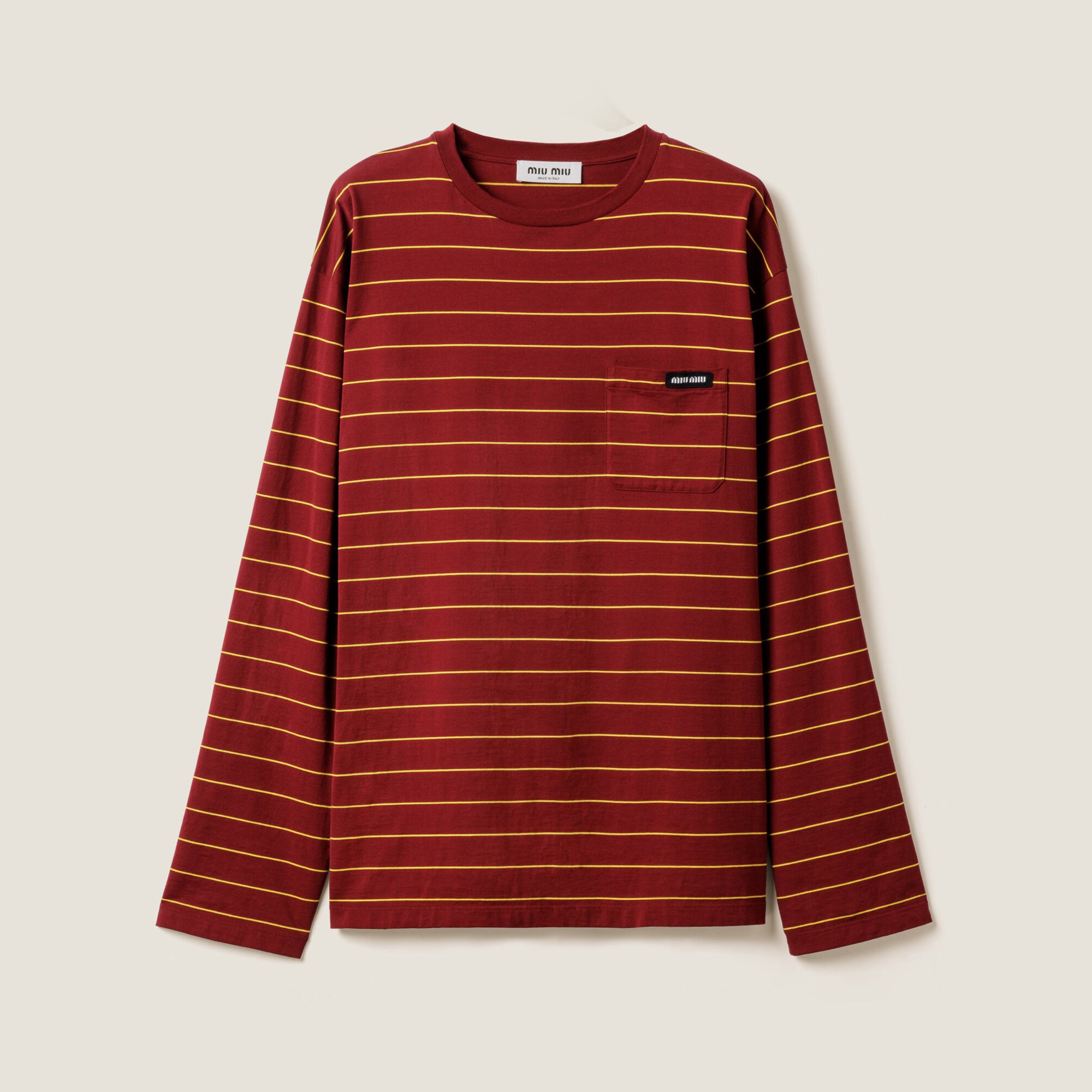 MiuMiu Women's Spring/Autumn Fashion Casual Cotton Plain Weave Knitted Striped Drop Shoulder Sleeve Round Neck Long Sleeve T-Shirt Top #78299