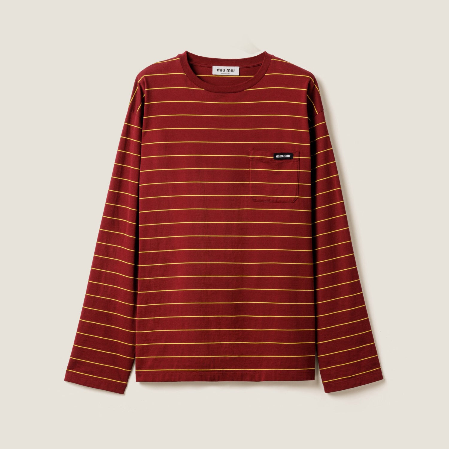 MiuMiu Women's Spring/Autumn Fashion Casual Cotton Plain Weave Knitted Striped Drop Shoulder Sleeve Round Neck Long Sleeve T-Shirt Top #78299