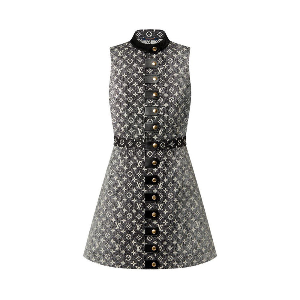 Louis Vuitton Monogram Denim Button Tab Dress #335939