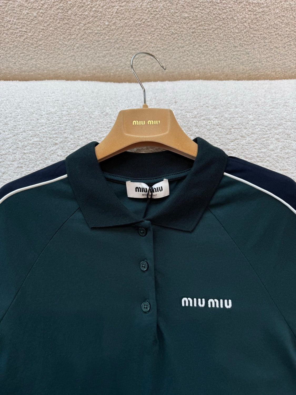 MiuMiu Bottle Green blue Cotton Jersey Polo Shirt #377064