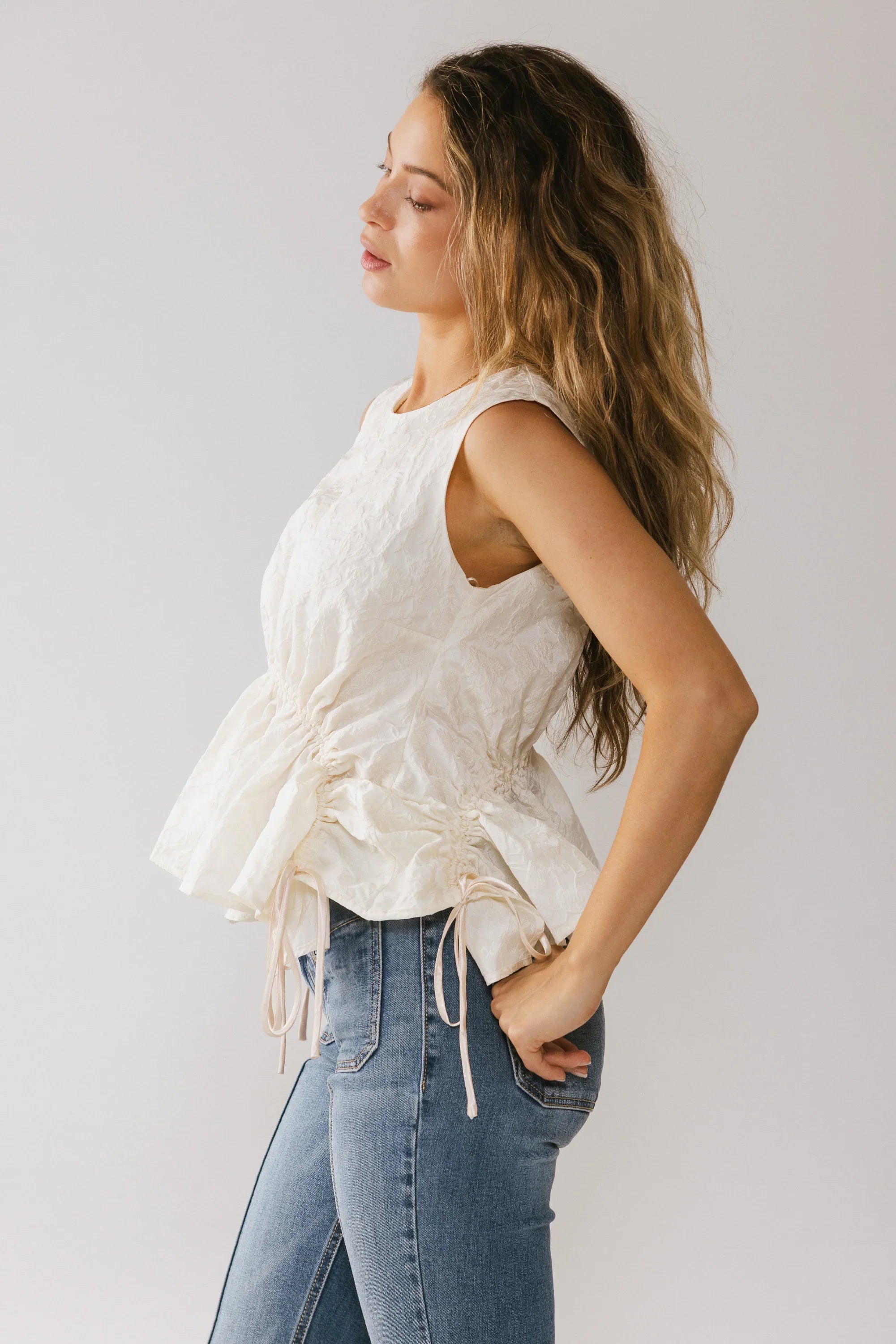Miranda Textured Blouse in Ivory