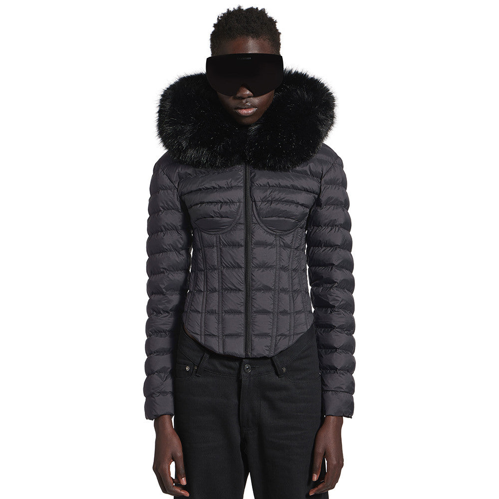 Balenciaga Women's Hooded Corseted Puffer Black #333731