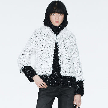 Chanel Jacket Mixed Fibers Sequins White Black #334701