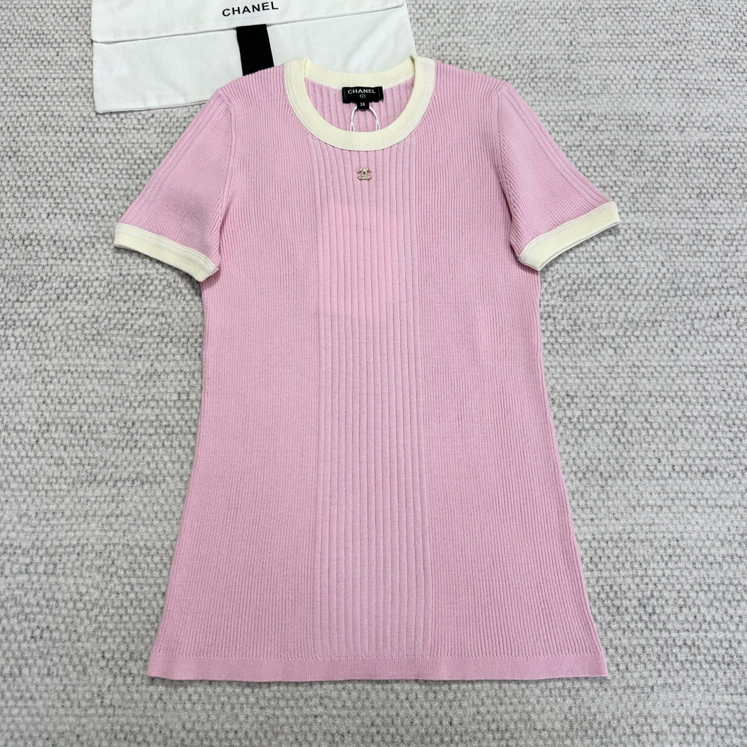 Chanel Women's Summer Fashion Casual Solid Color Crew Neck Knit Short Sleeve T-Shirt #78479