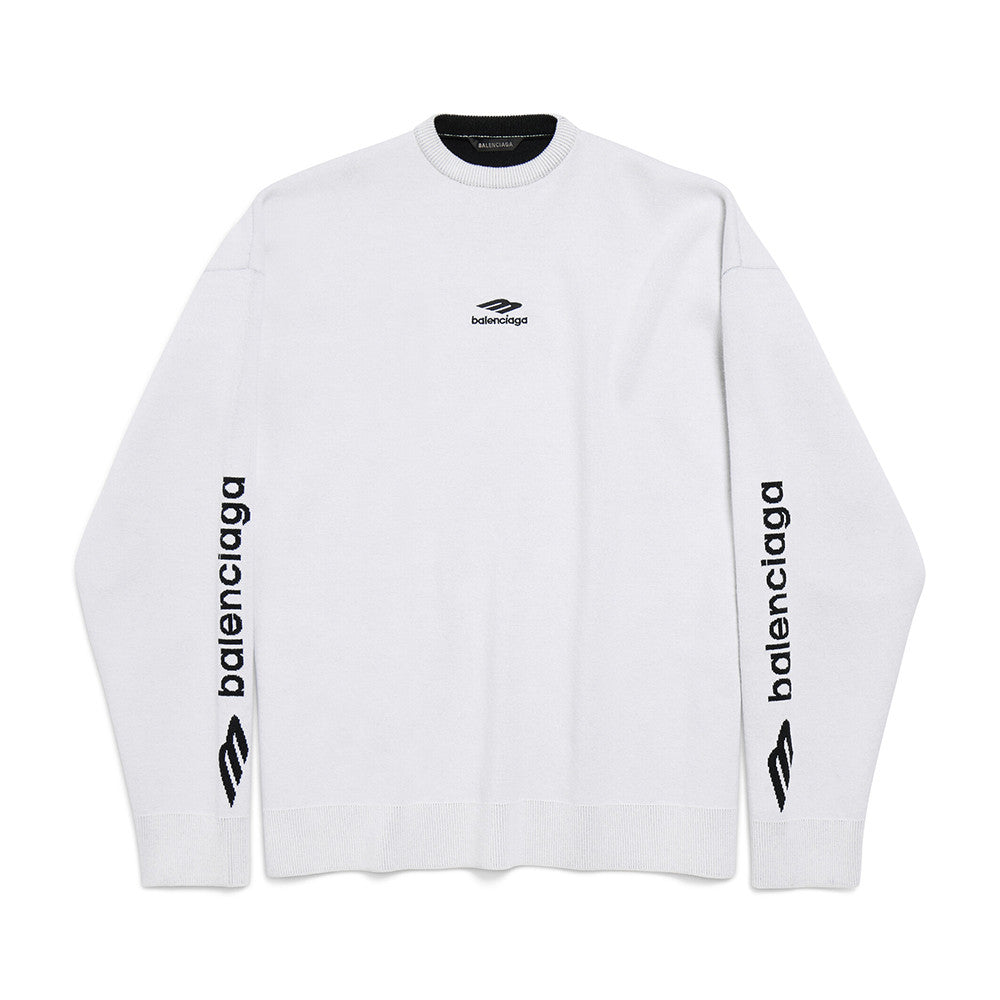 Top-quality Version Balenciaga Men's 3B Sports Icon Ski Crewneck in White Black #335728