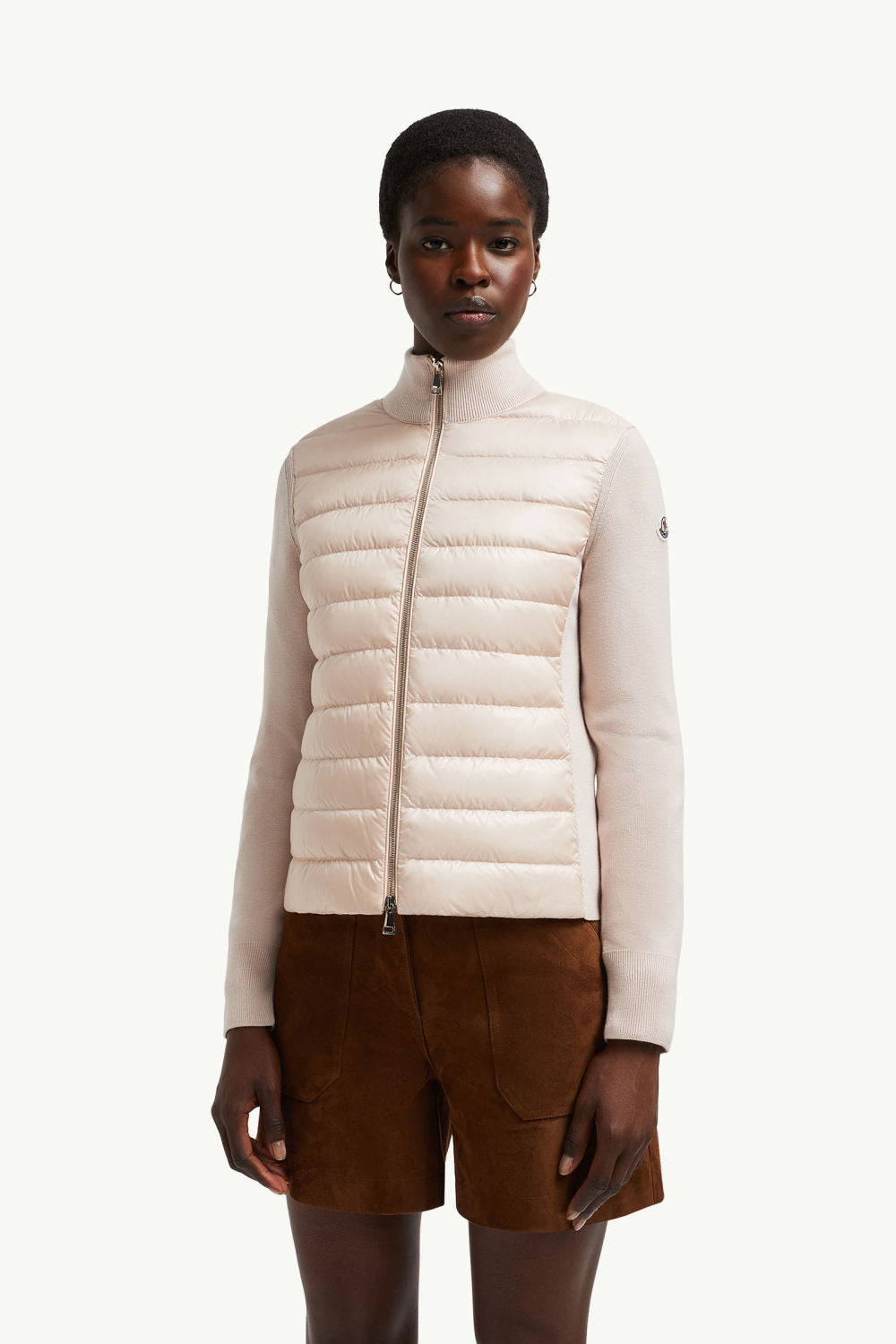 Moncler Cardigan Women's Ski Solid Color Snow Mountain Stand Collar Wool Goose Down Down Jacket#333081