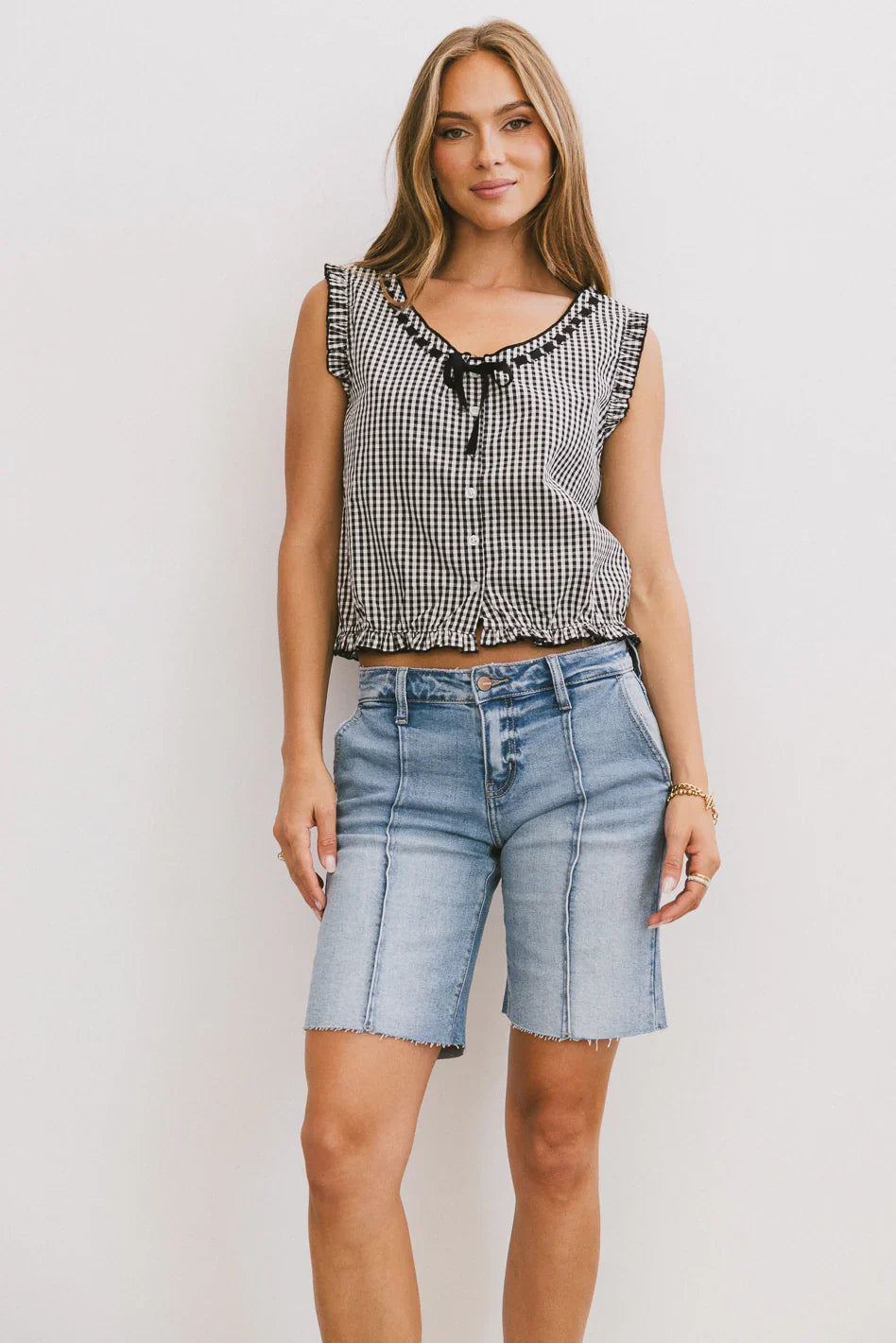 Calvin Gingham Tank in Black