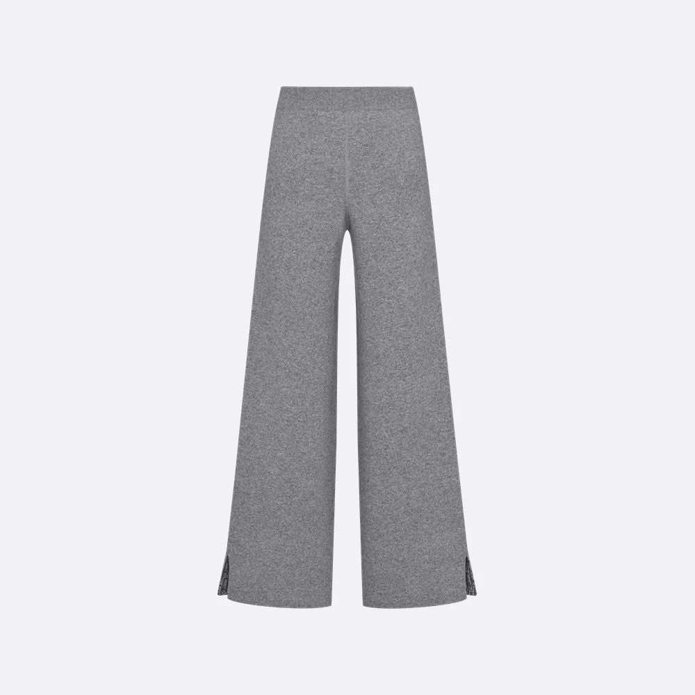 Dior Women's Fall/Winter Fashion Casual Reversible Cardigan with Zipper Oblique Print Wool Knit Cardigan With Elastic Waistband Solid Color Oblique Print Bell Bottom Pants Wide Leg Pants Suit Set #79342
