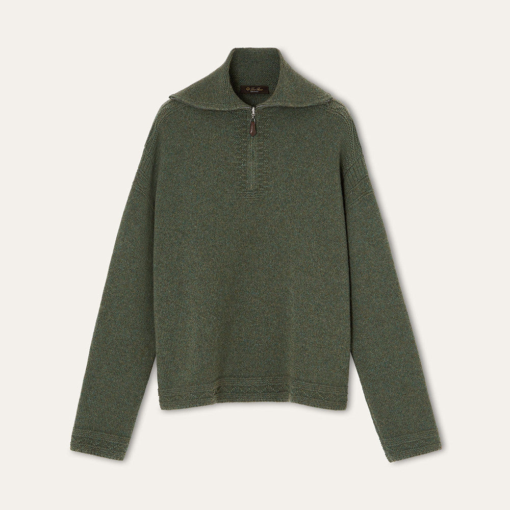 Loro Piana Carezza Sweater Cashmere Green Kelp Melange #336654