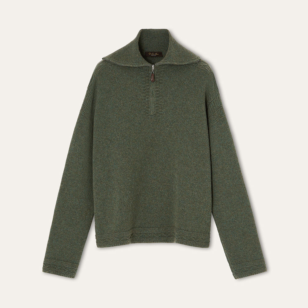 Loro Piana Carezza Sweater Cashmere Green Kelp Melange #336654