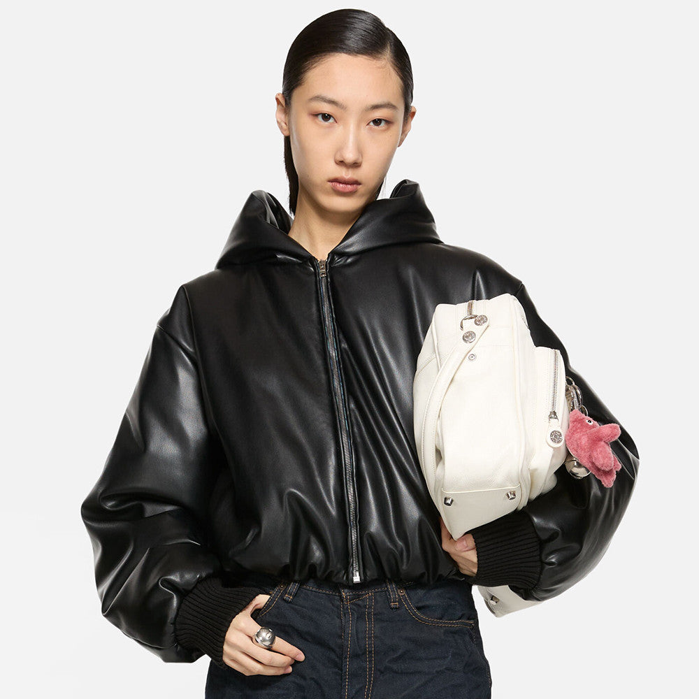 Acne Studios Hooded faux leather jacket #336625