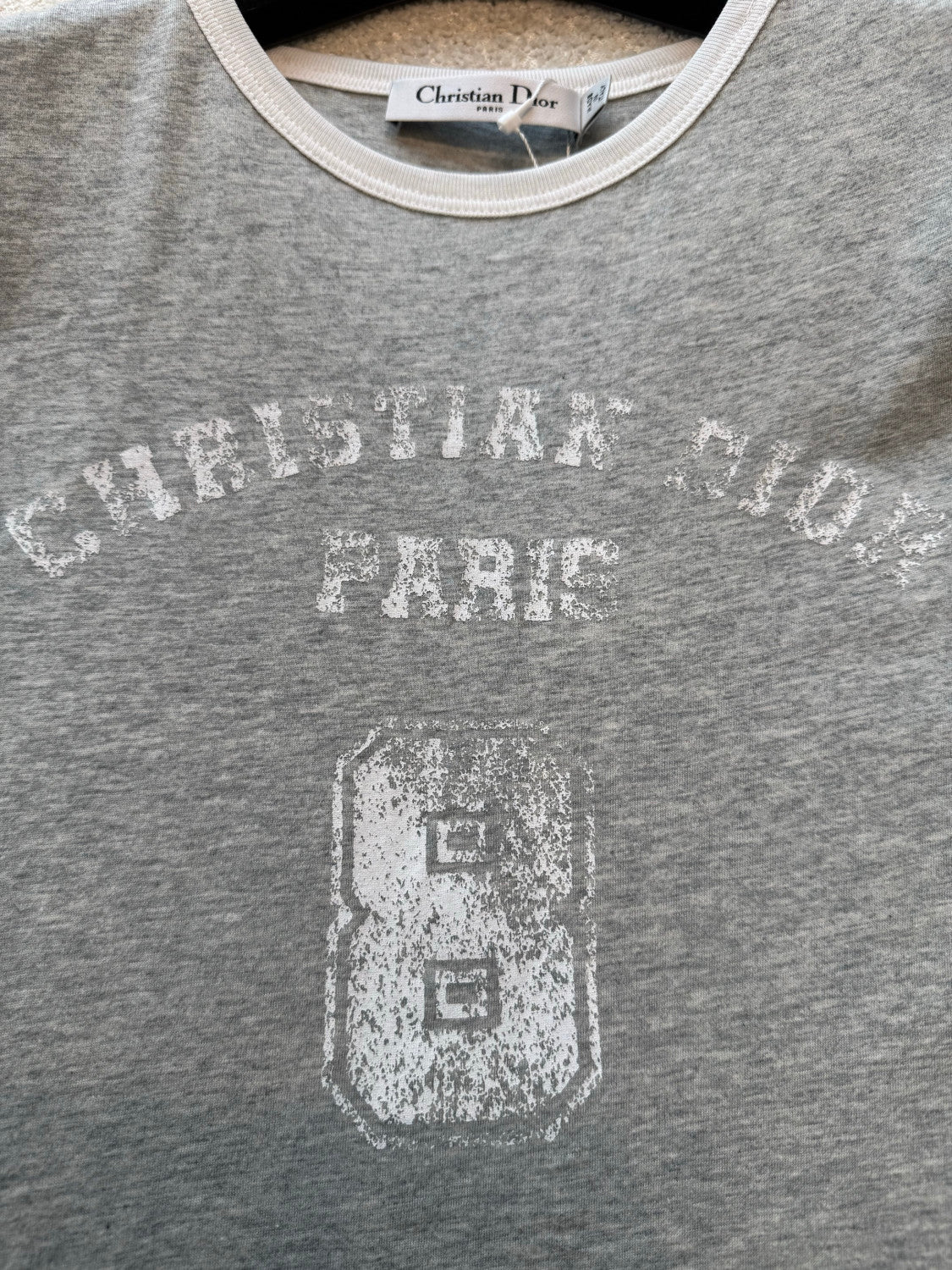DIOR T-Shirt Gray and White Cotton Jersey #377461