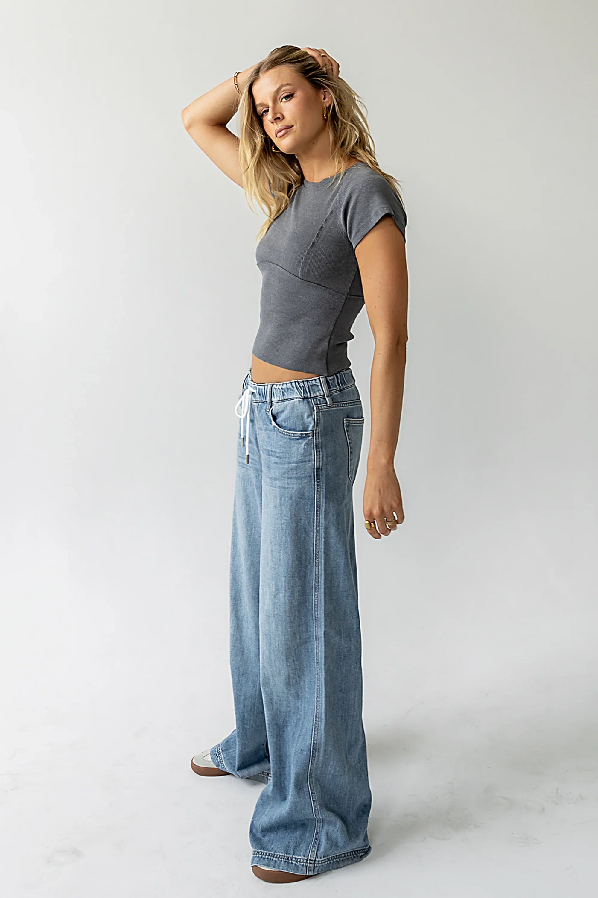 Millie Reverse Seam Top in Blue