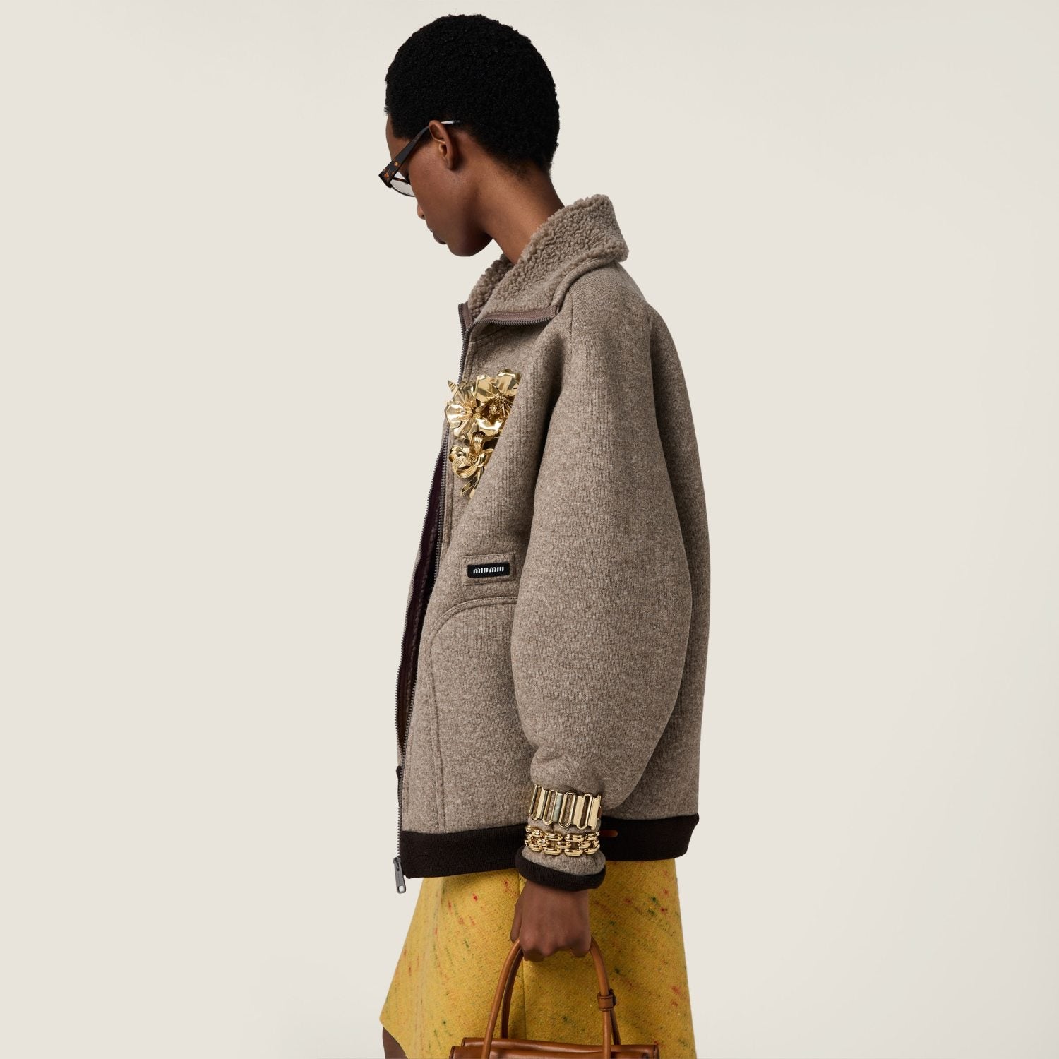 MiuMiu Cord Cotton Fleece Zipper Blouson Jacket #334098