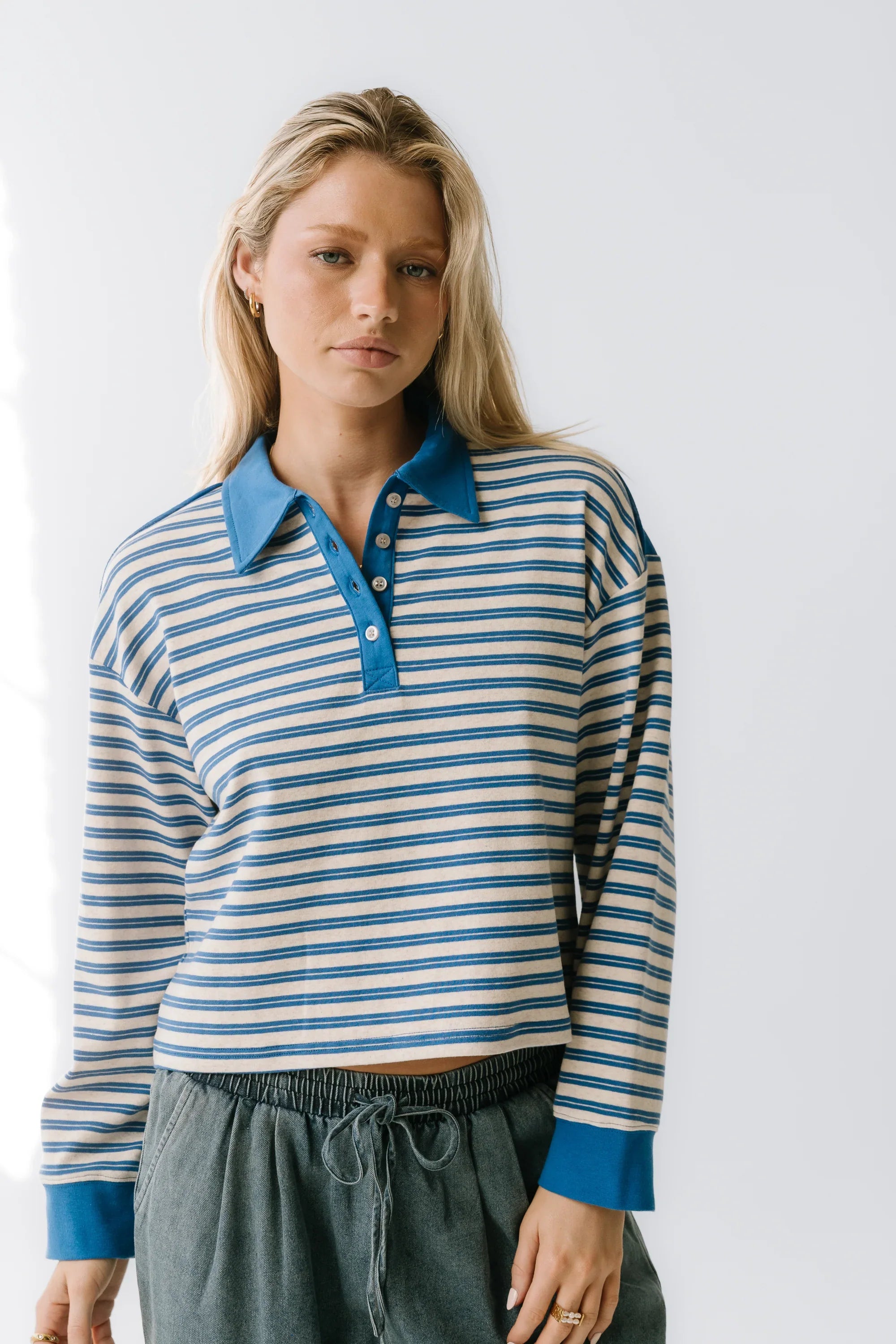 Kessie Striped Top in Blue