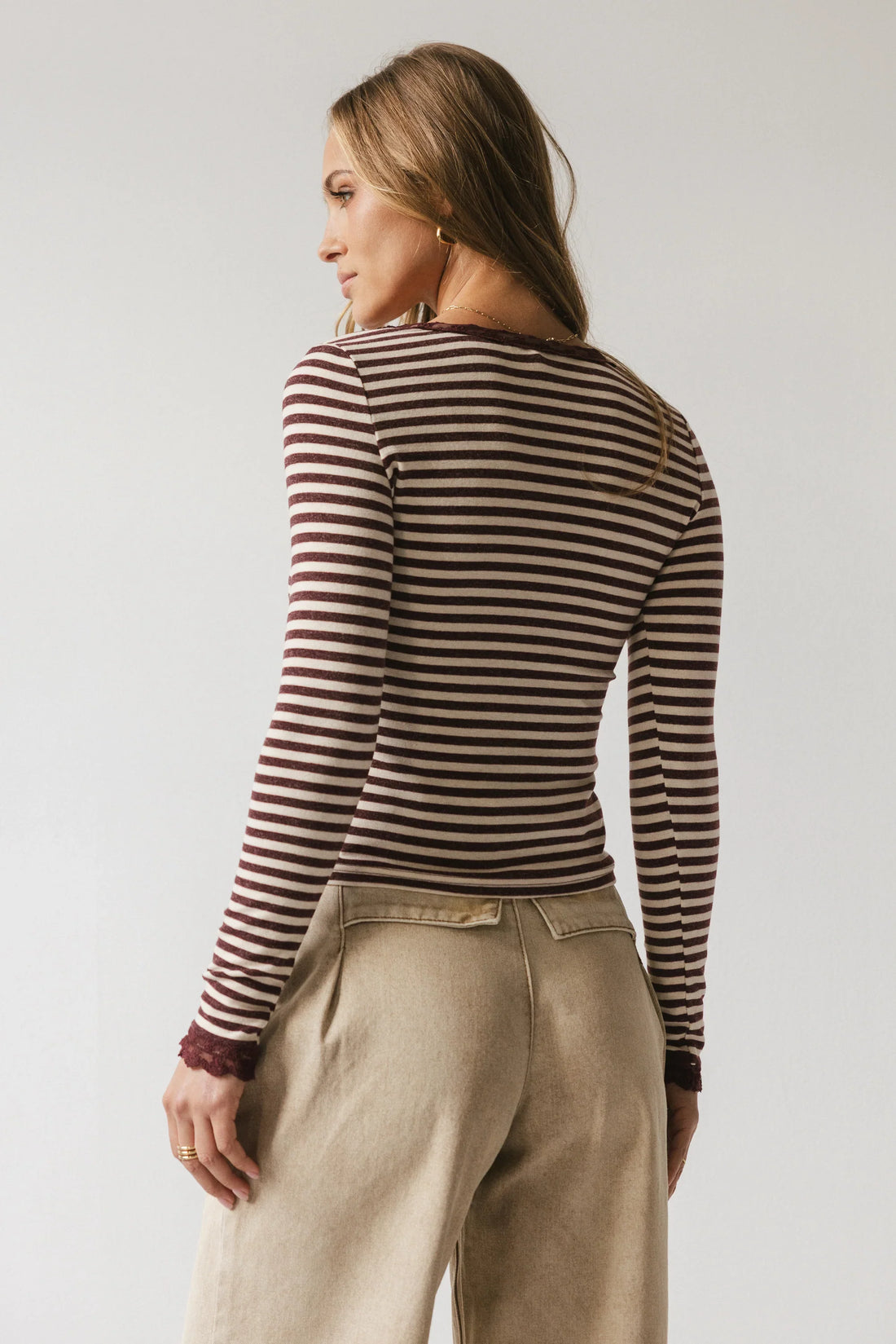 Kiya Striped Top in Burgundy