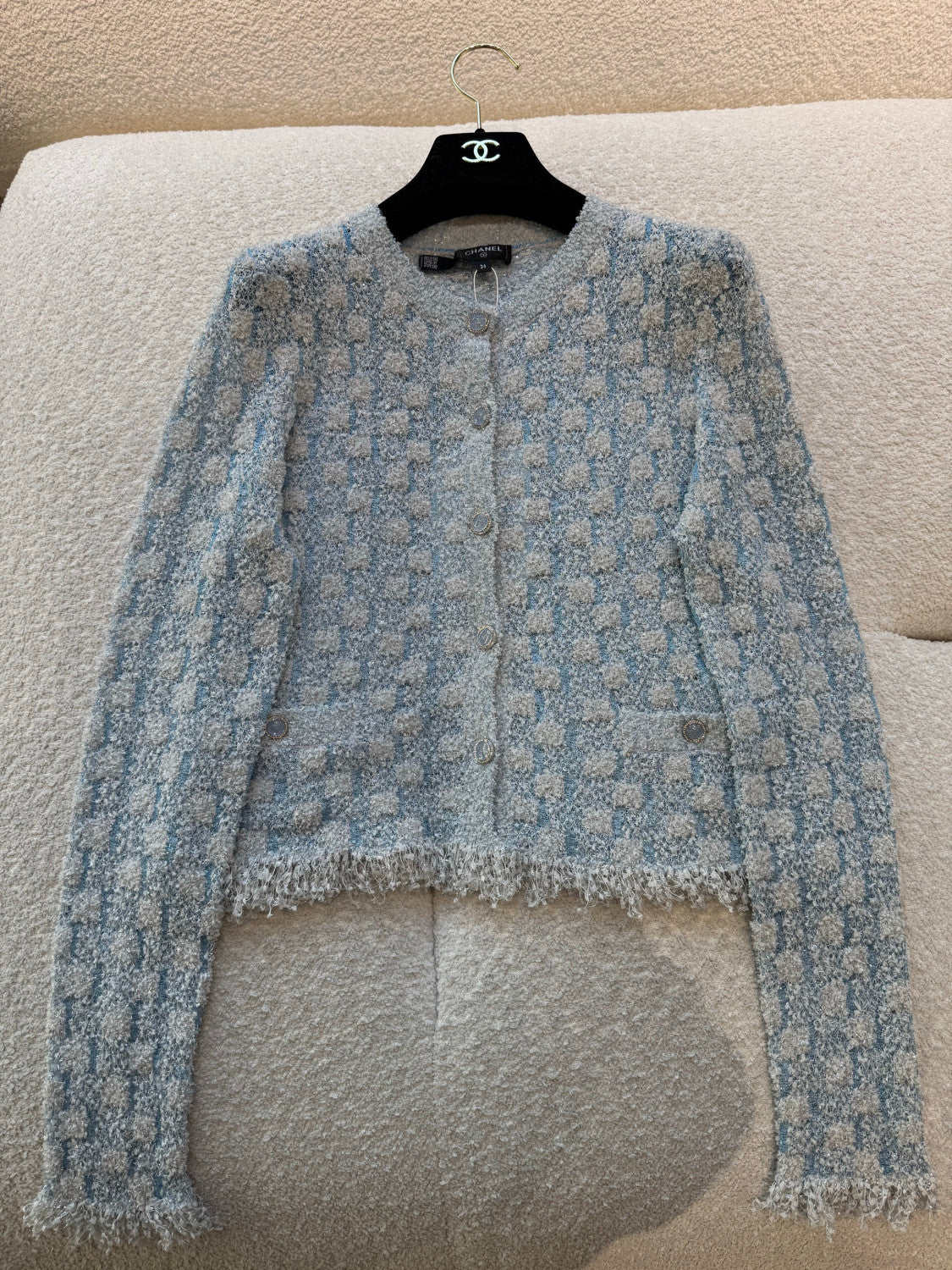 Chanel Tweed Cardigan Blue #335858