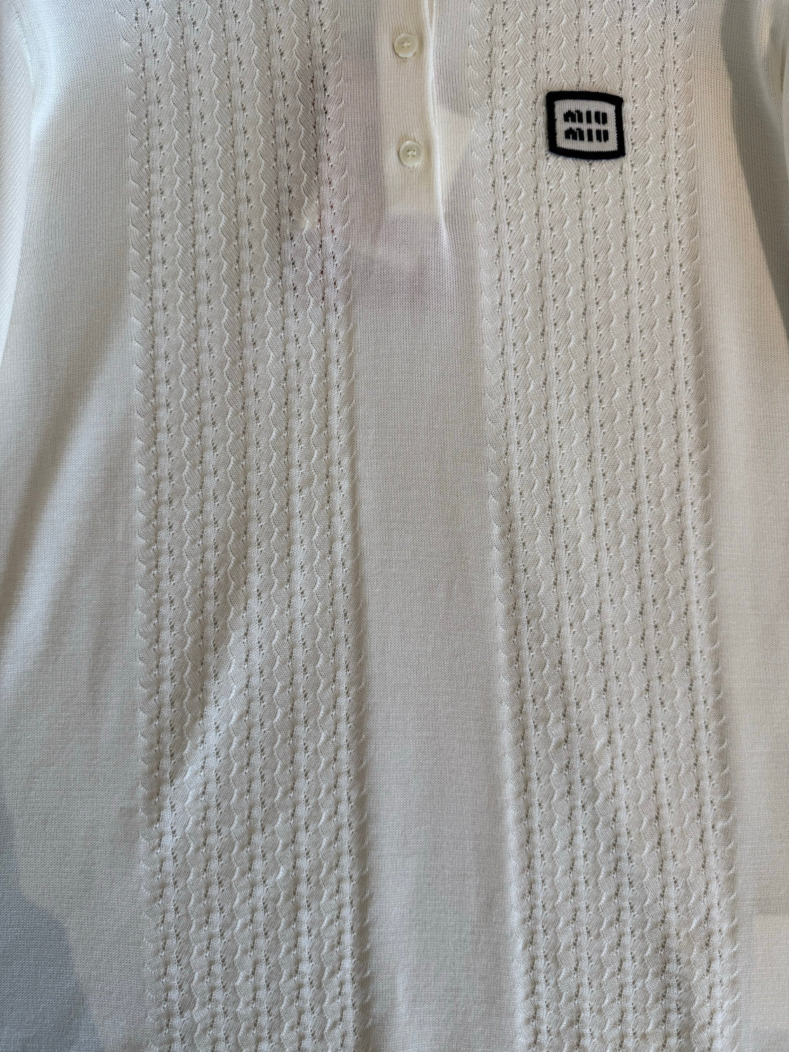 MiuMiu Fw25 Contrast Color Hollow Pullover Polo Shirt #334131