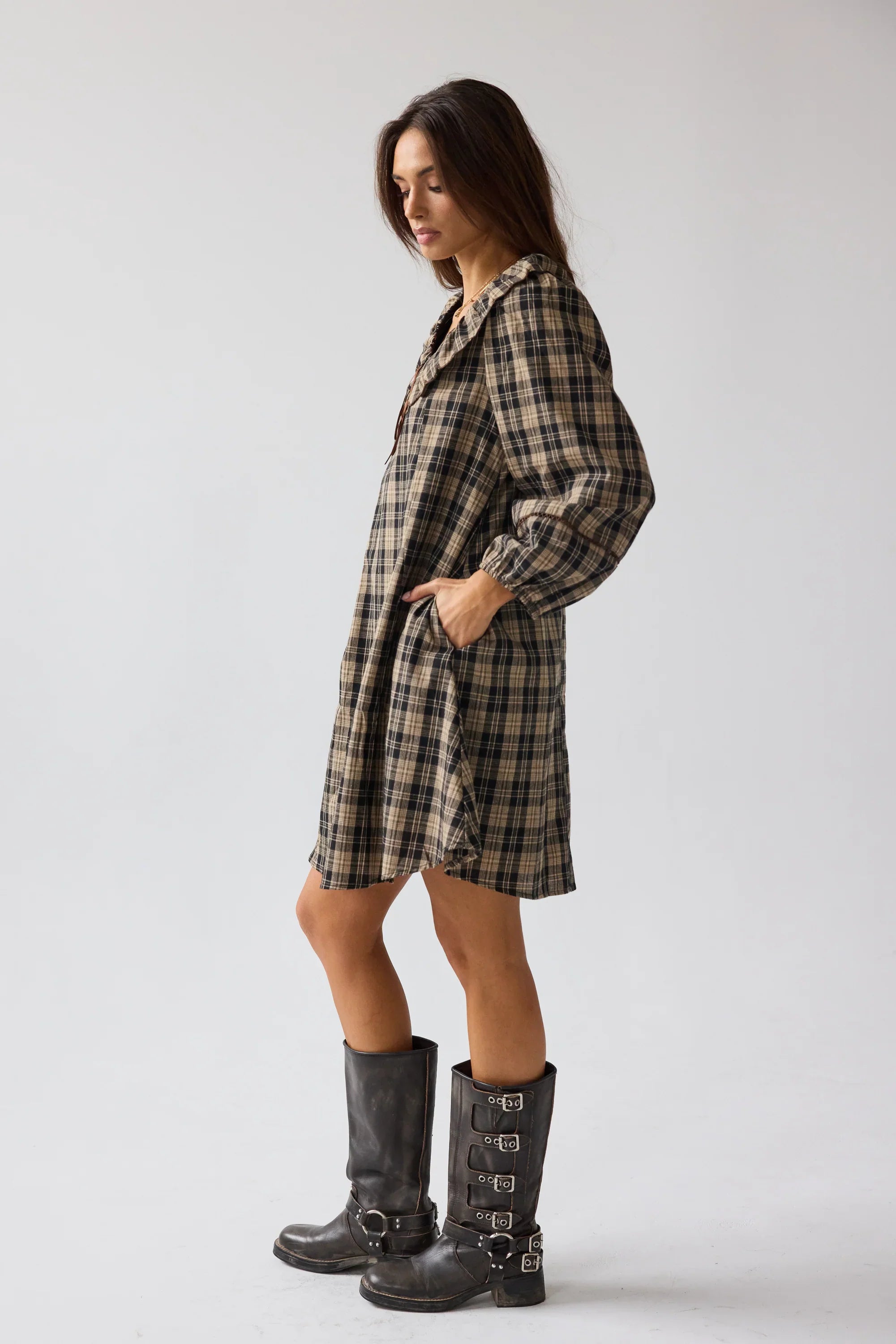 Darlene Plaid Midi Dress