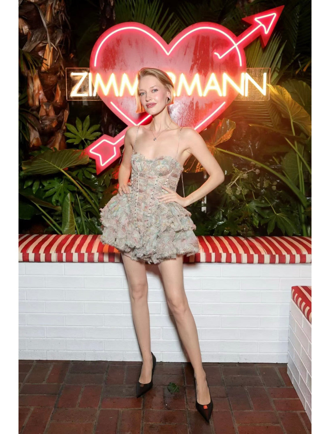 Zimmermann Rebellion Frayed Mini Dress Mint Floral #336019