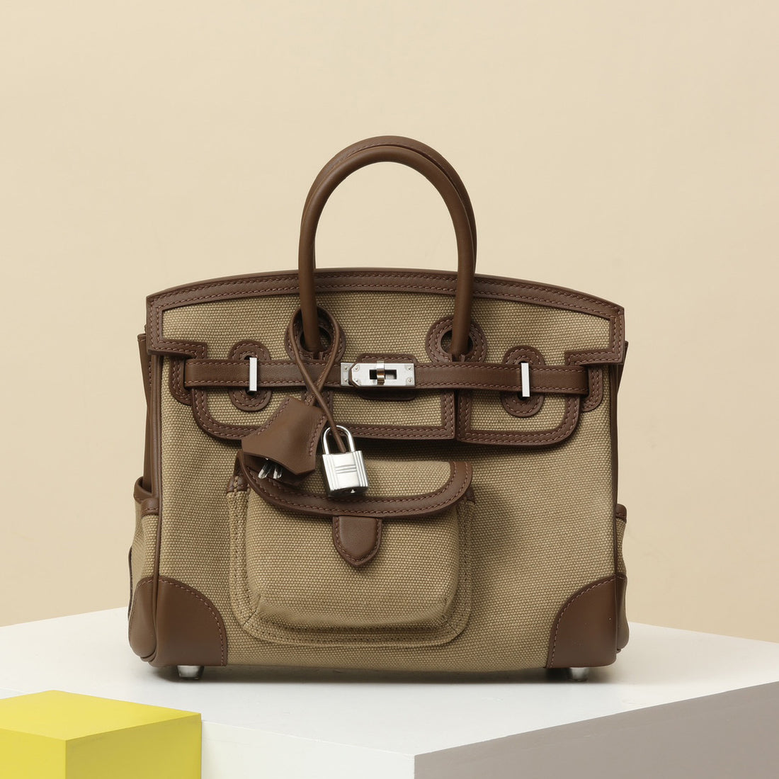 Hermes BK Women's Colorblocked Cowhide Handbag Metal Clasp Kelly Bag Bags Handbag Accessories #76155