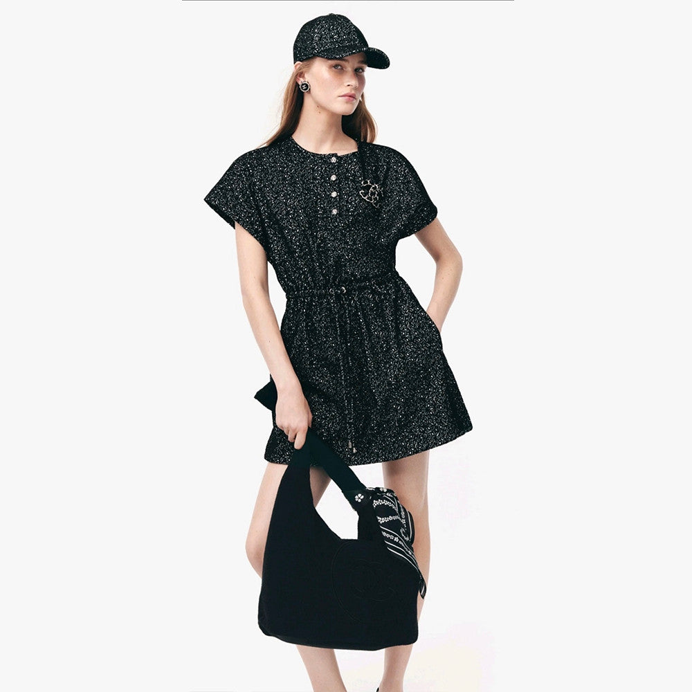 Chanel 25M Coco Beach Beach Series Round Neck Button First Embroidered Logo Short Sleeve Dress #336789