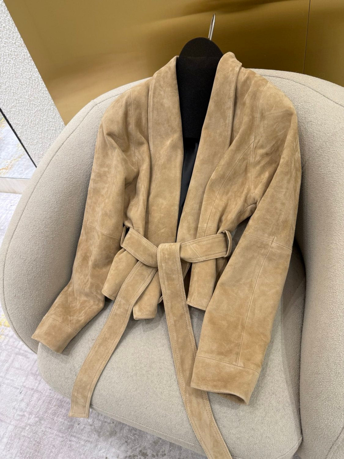 The Row Women's Fall/Winter Goat Suede Buckle-Free Waistcoat With Belt Solid-Color Casual Long Skirt Suit Set Ngvp #2531
