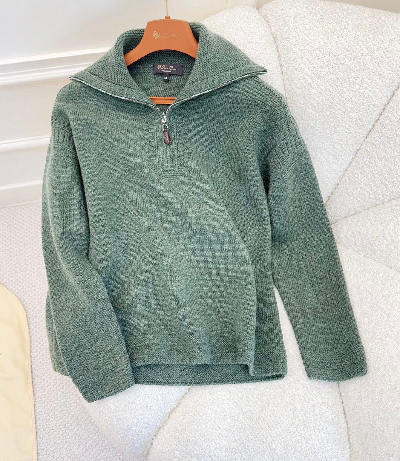 Loro Piana Carezza Sweater Cashmere Green Kelp Melange #336654