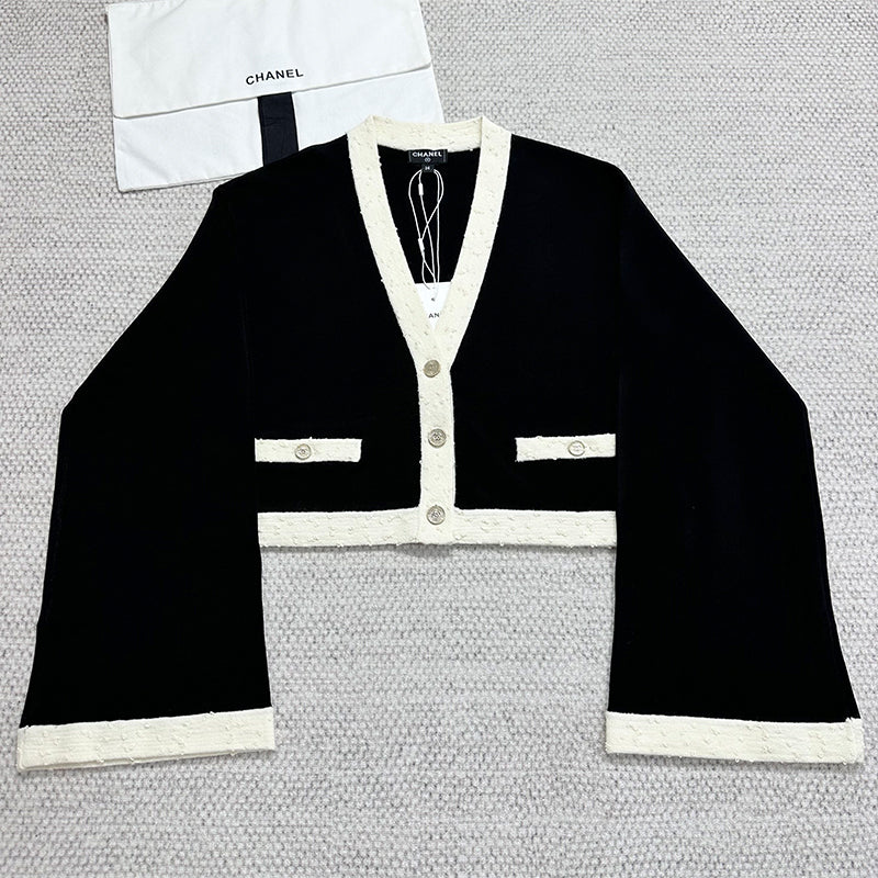 Chanel Women's Spring/Fall V-Neck Single-Button Solid Color Long-Sleeve Knit Cardigan Ngvp #2523