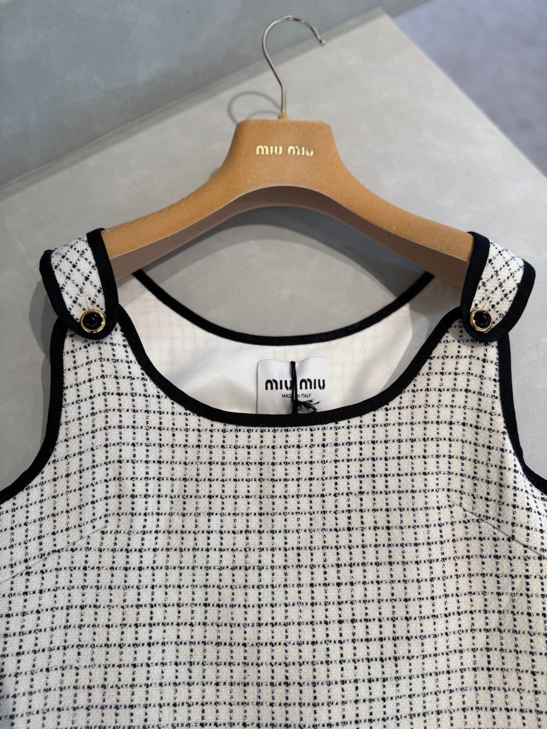 MiuMiu Short Plaid Dress White #335942