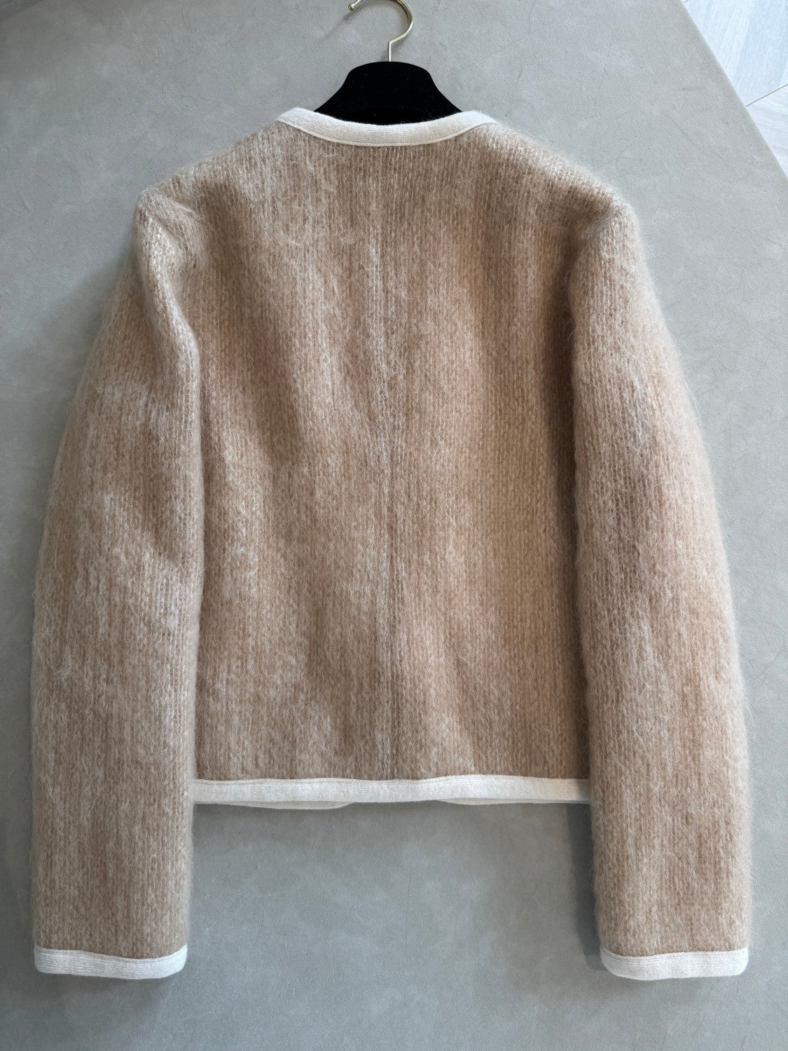 Chanel Jacket Skirt Mohair Wool Beige White #334402