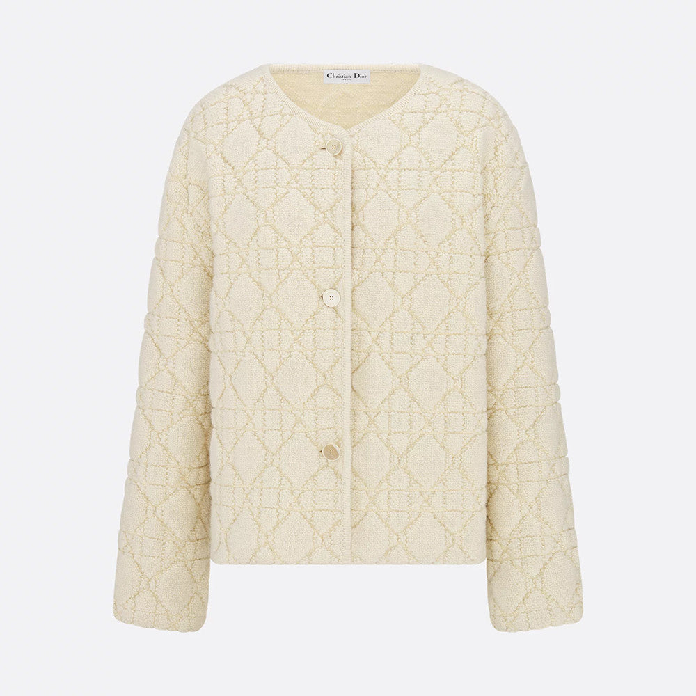 DIOR DiorAlps Cannage Jacket White Wool-Cashmere Blend Knit #336560