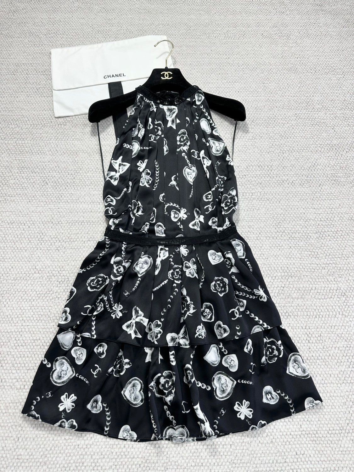 Chanel Women's Classic Summer Fashion Casual Printed Tie-waist Sleeveless Dress #78295