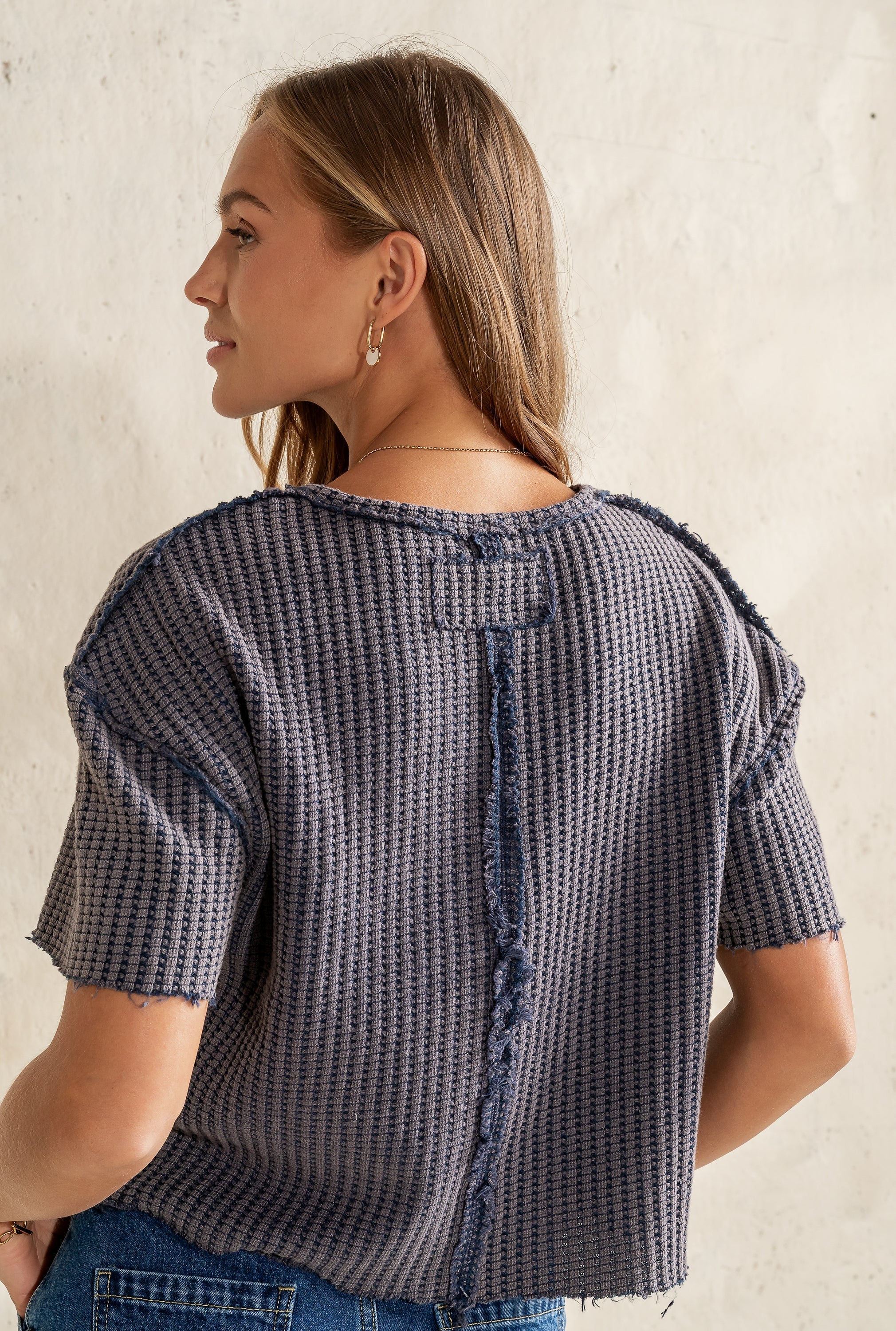 Amaya Knit Tee in Navy