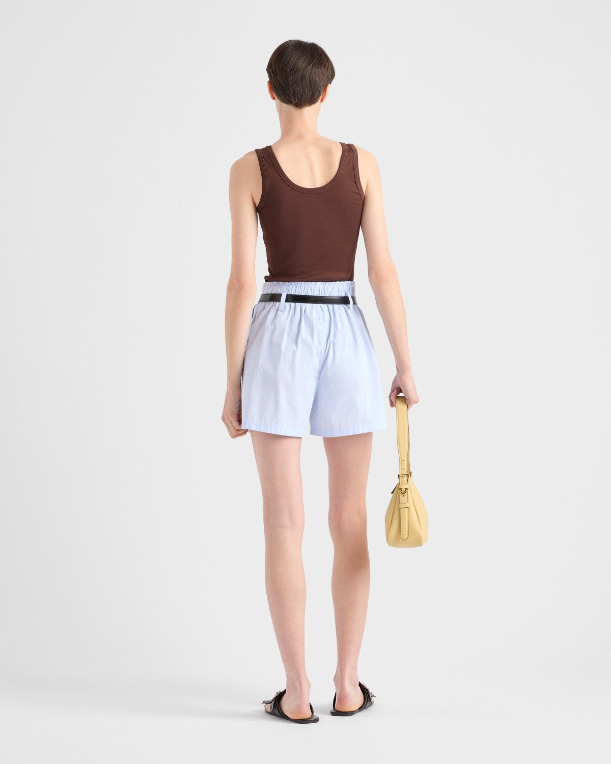 PRADA Cocoa Brown Ribbed Knit Top #378067