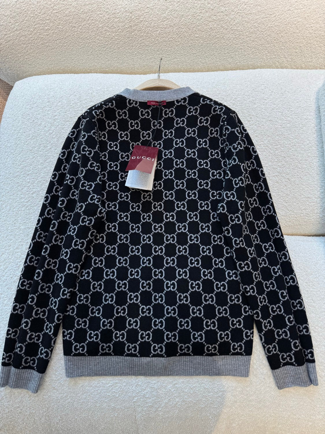 Gucci Men's and Women's Autumn/Winter Fashion Casual Double-Faced GG Jacquard Fine Wool Knit Cardigan #79486