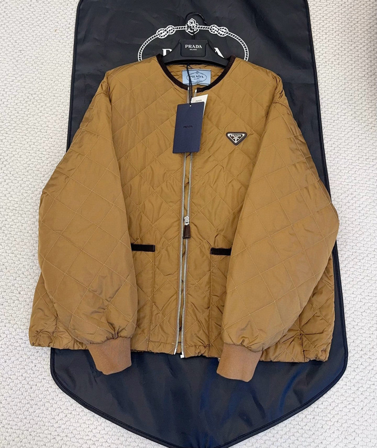 Prada Cork Beige Quilted Light Re-nylon Jacket #326852