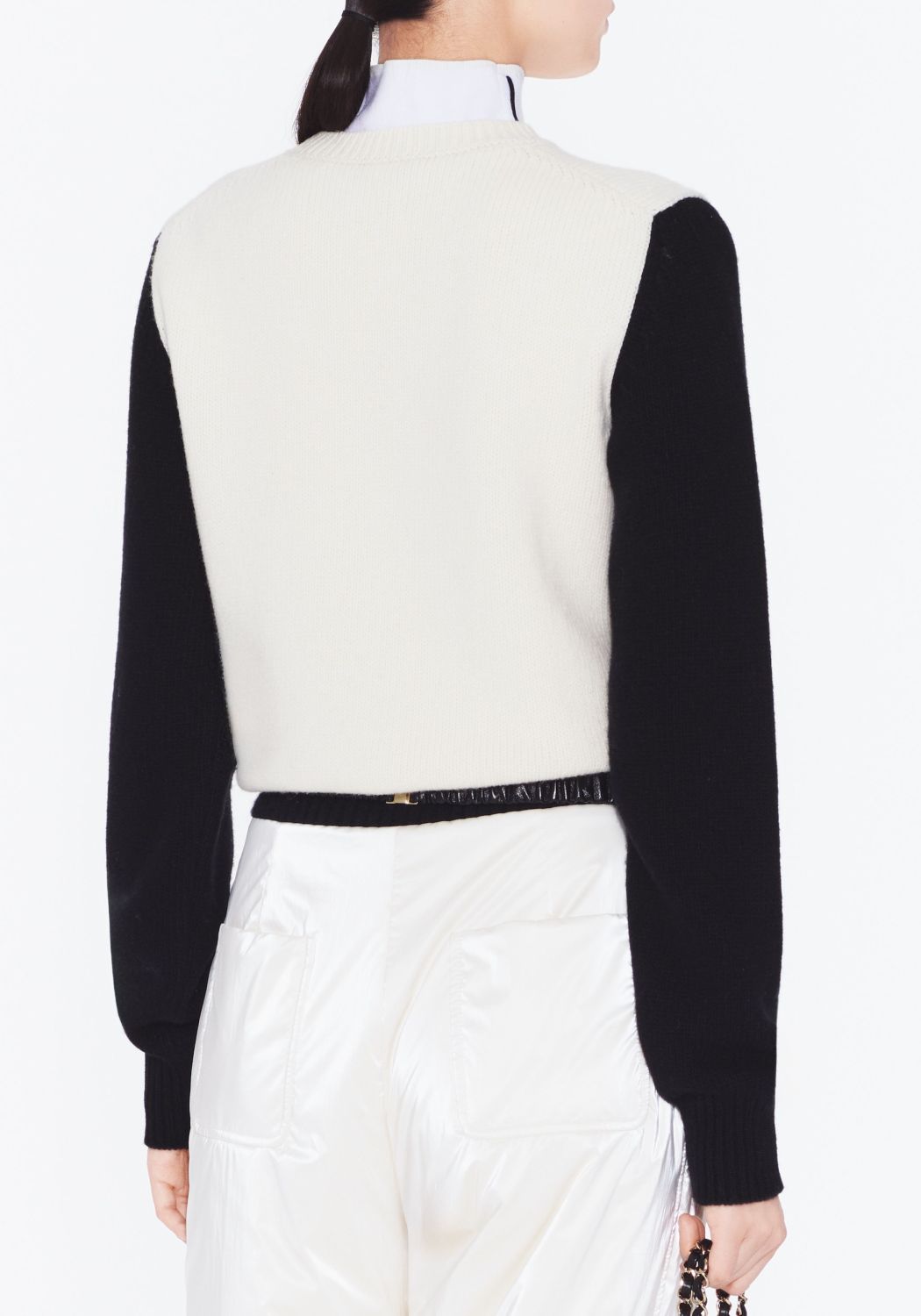 Chanel Pullover Wool Cashmere Ecru Black #334393