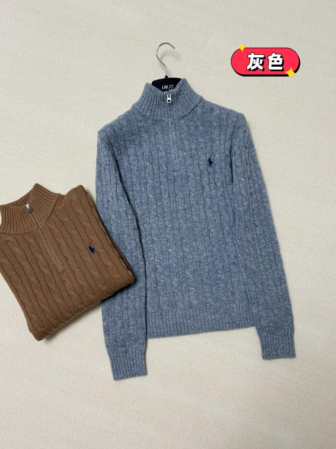 Ralph Lauren Cable-Knit Cotton Quarter Zip Jumper Women #375944