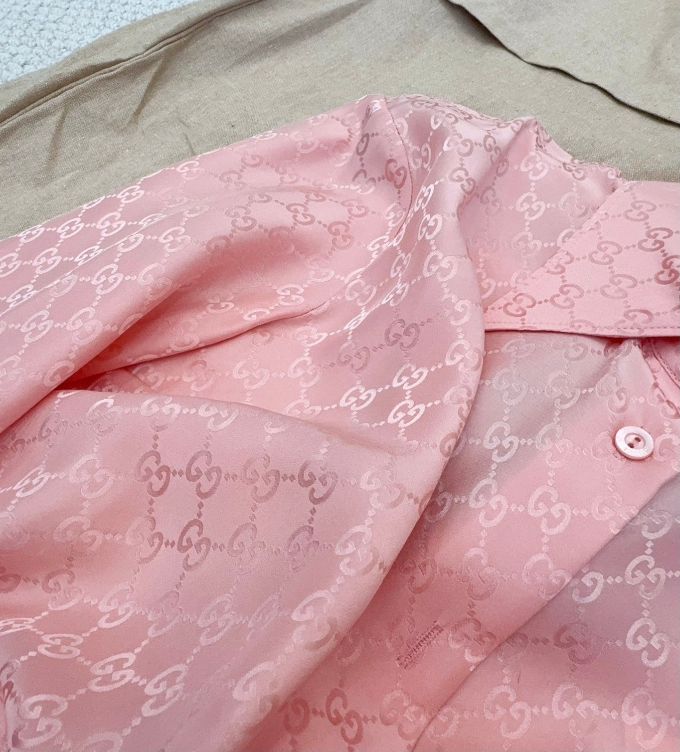 Gucci GG Silk Jacquard Shirt Pink #333632