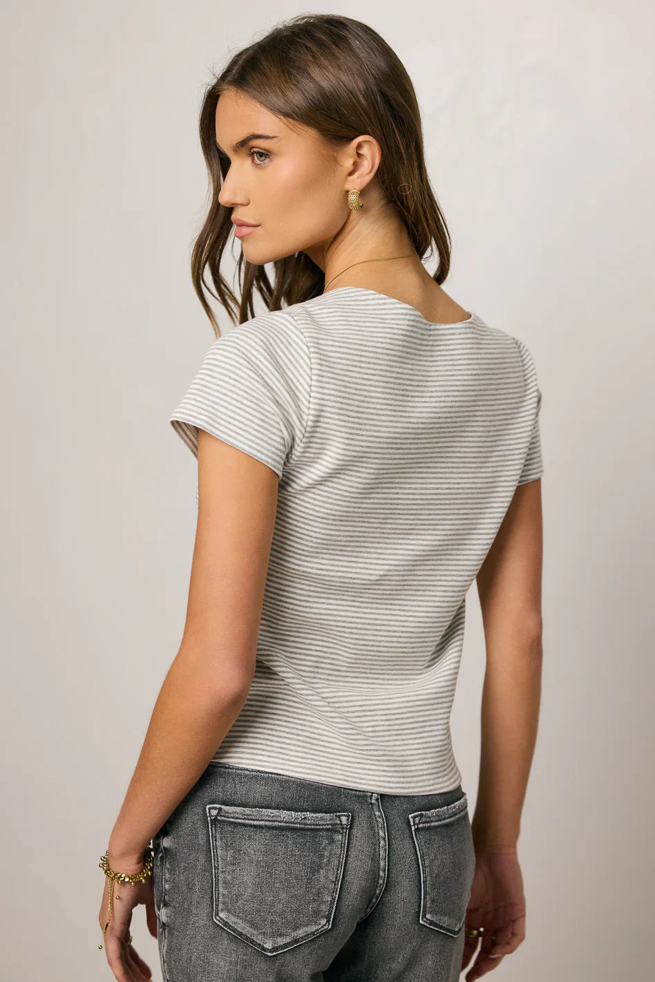 Favor Striped Tee in Grey