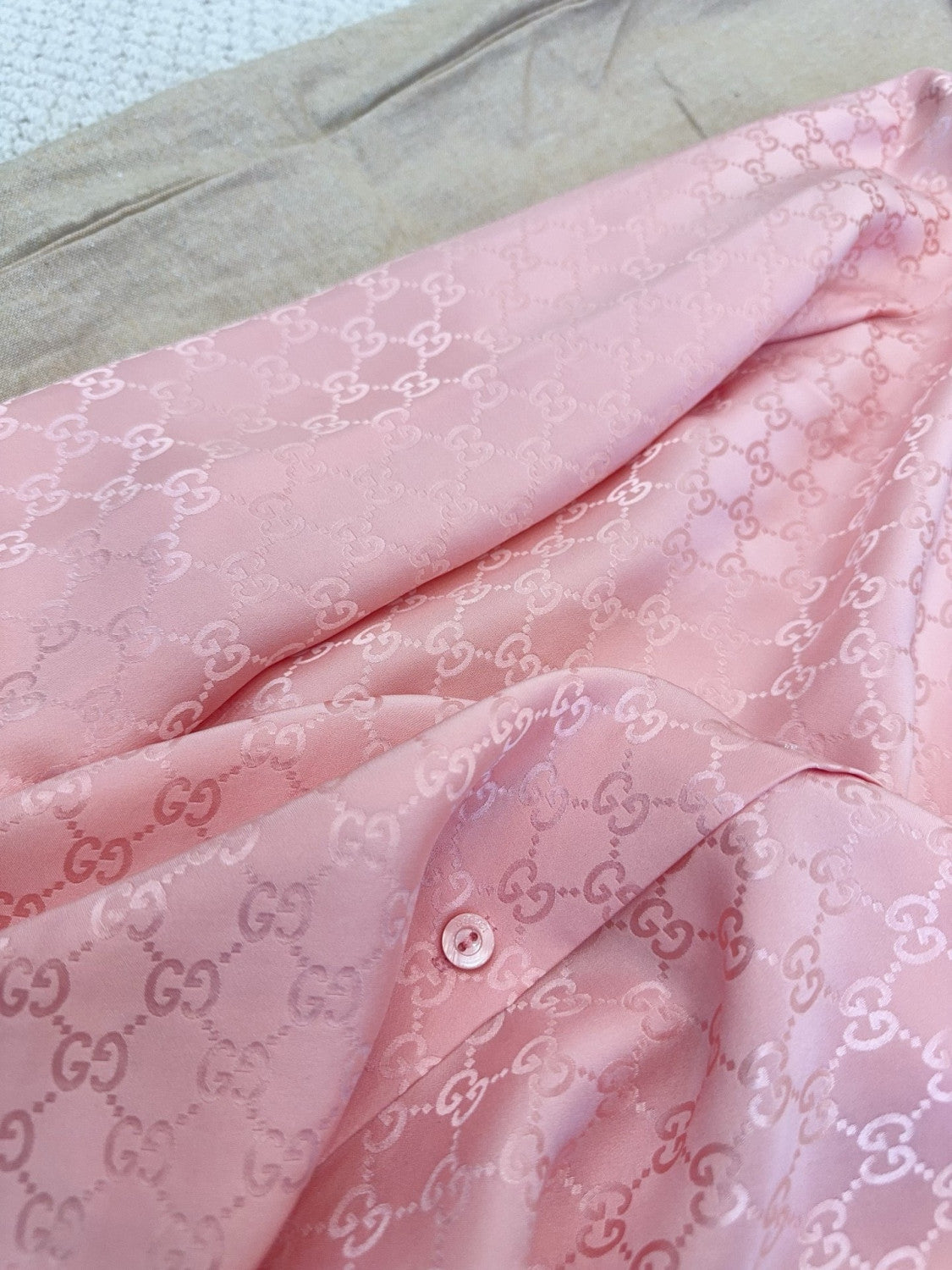 Gucci GG Silk Jacquard Shirt Pink #333632
