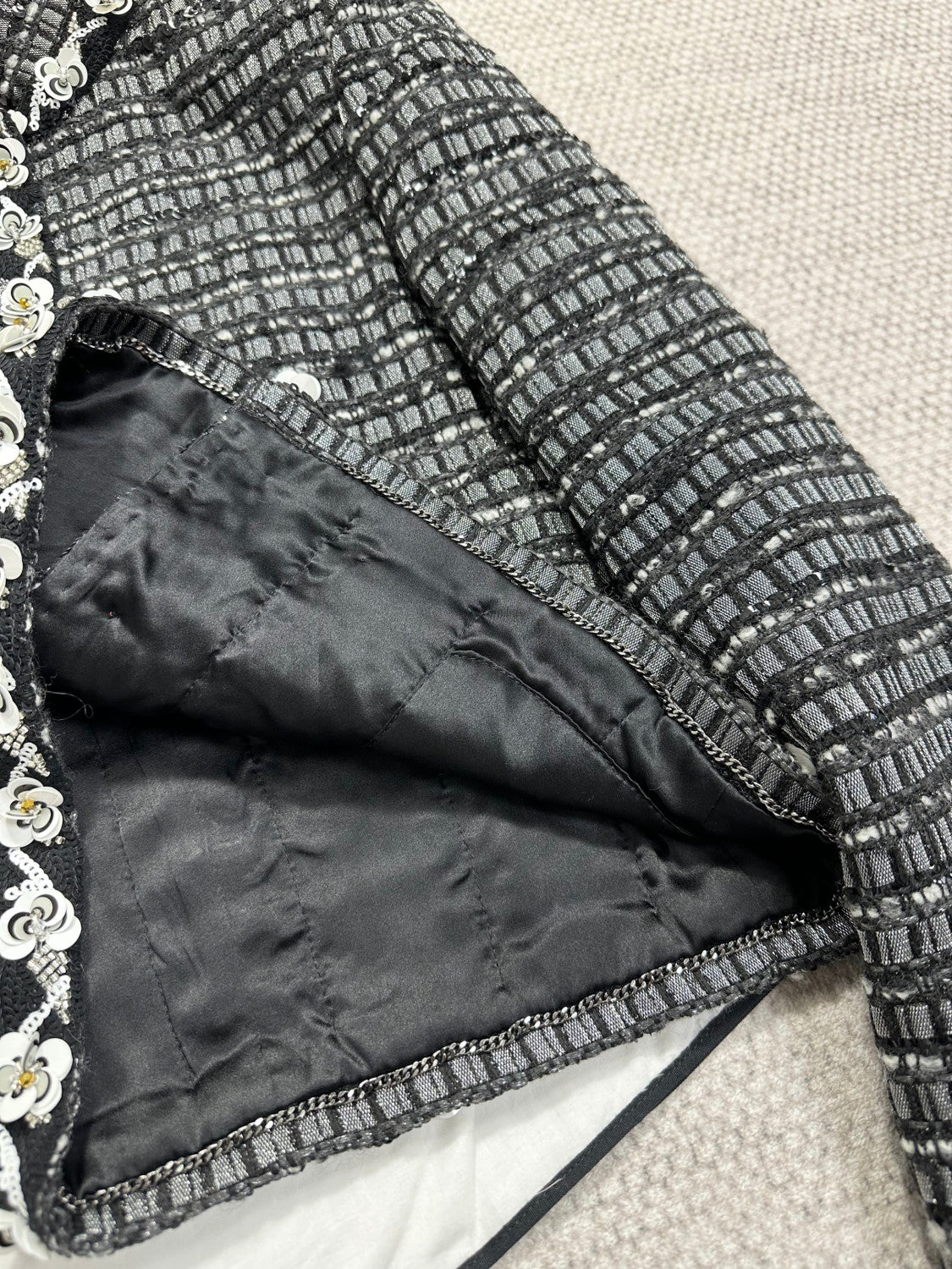 Chanel Women's Soft Tweed Sequined Flower Jacket #334955