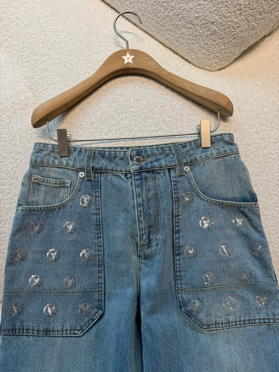 LOUIS VUITTON Signature Sequin Accent Flared Jeans #377460