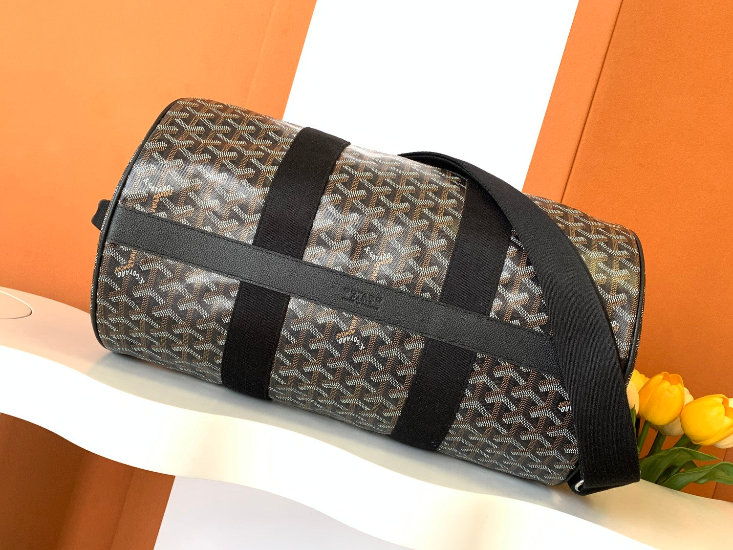GOYARD Barrel 40 Men's And Women's Logo Printing Canvas Collocation Calf Leather Sports Bag Travel Bags #75143