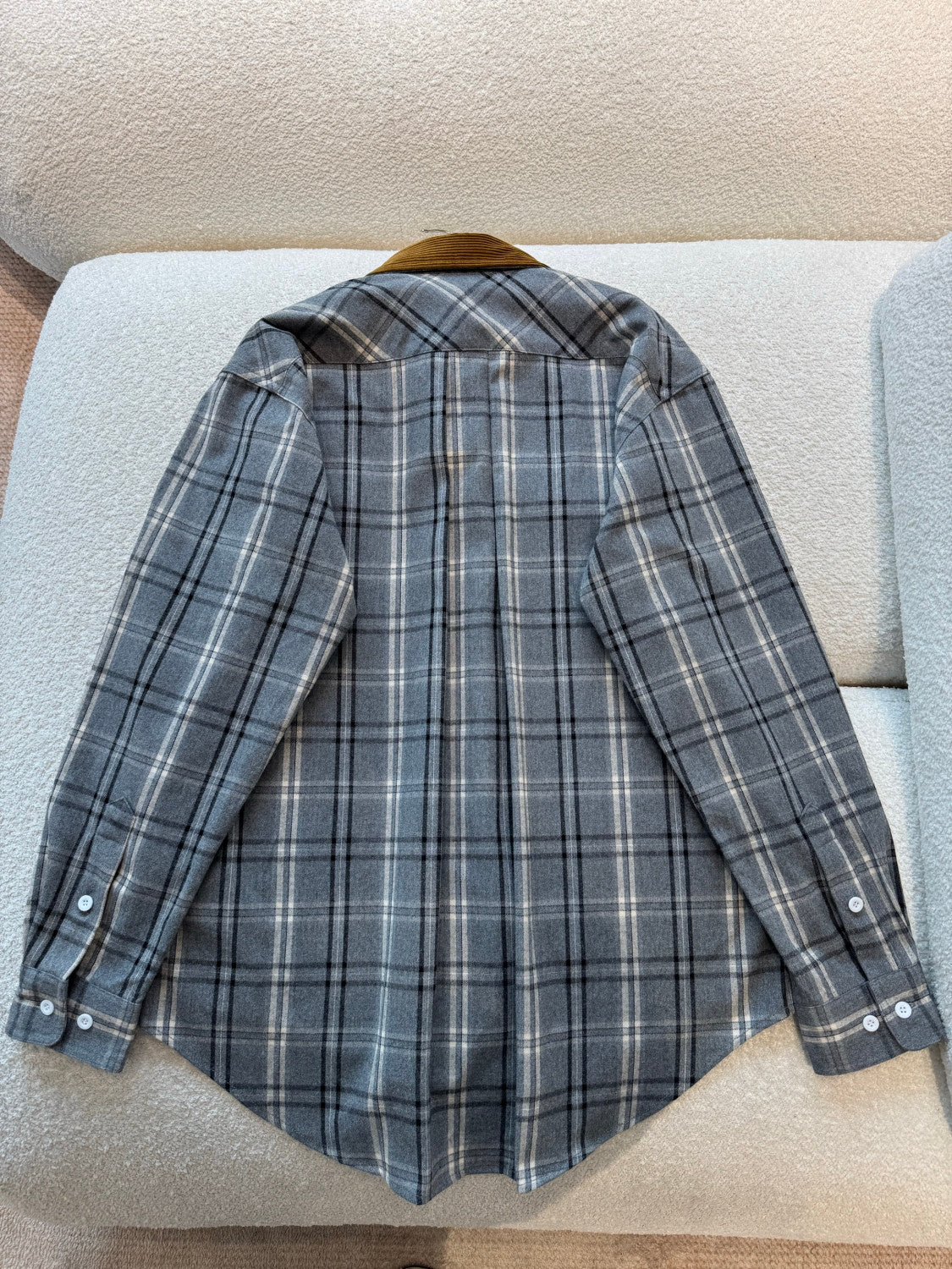 MiuMiu Slate Gray Checked Flannel Shirt Miniskirt #333609