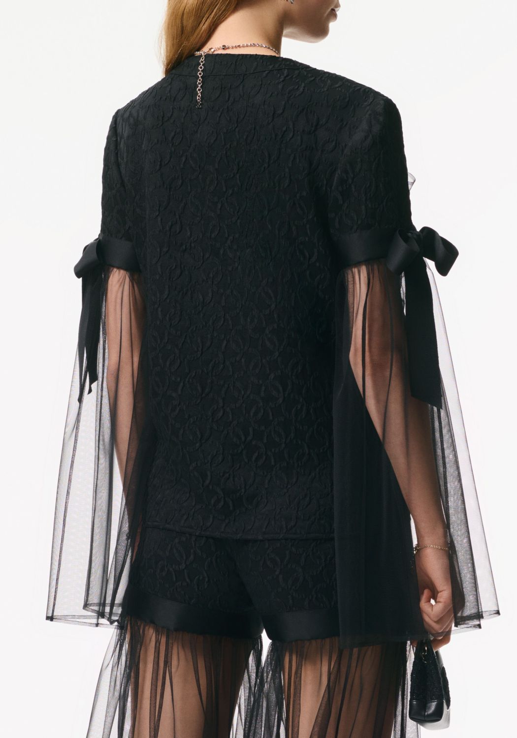 Chanel Long Sleeved Blouse Silk Crepe Jacquard #333994