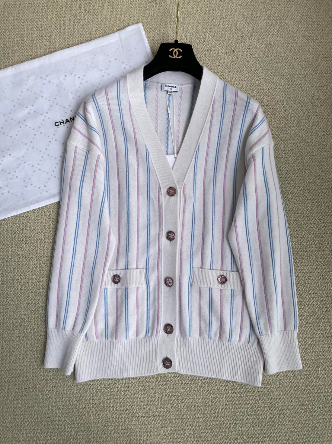 Chanel Striped Cashmere Cardigan #335941