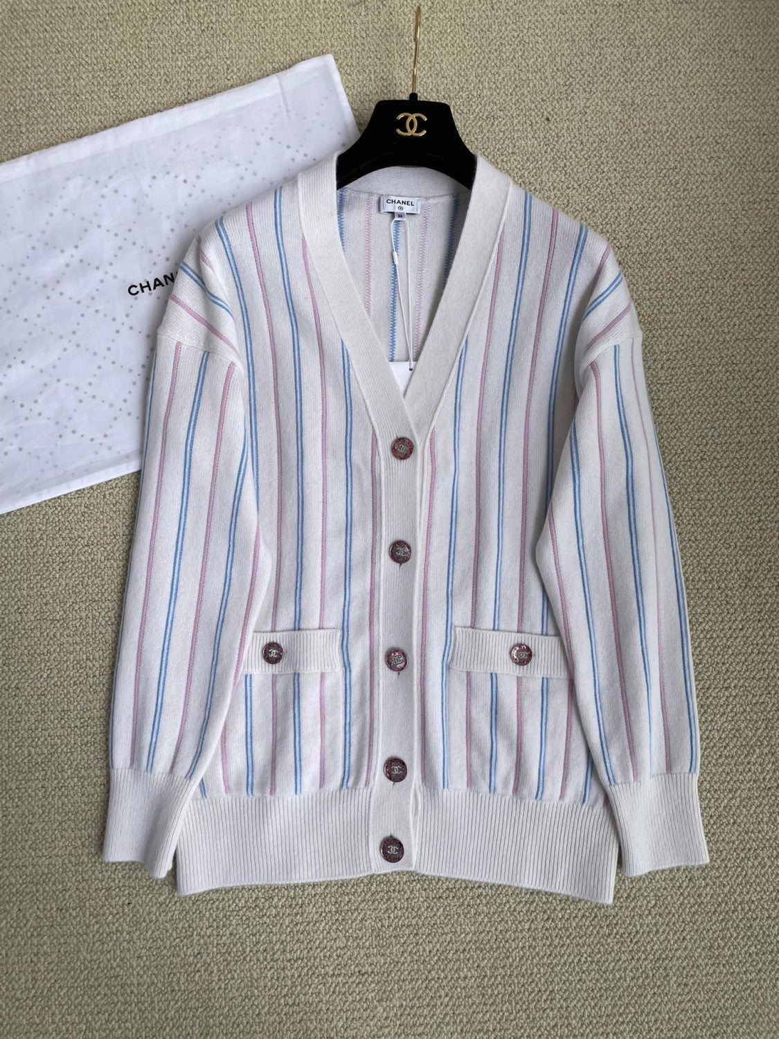 Chanel Striped Cashmere Cardigan #335941