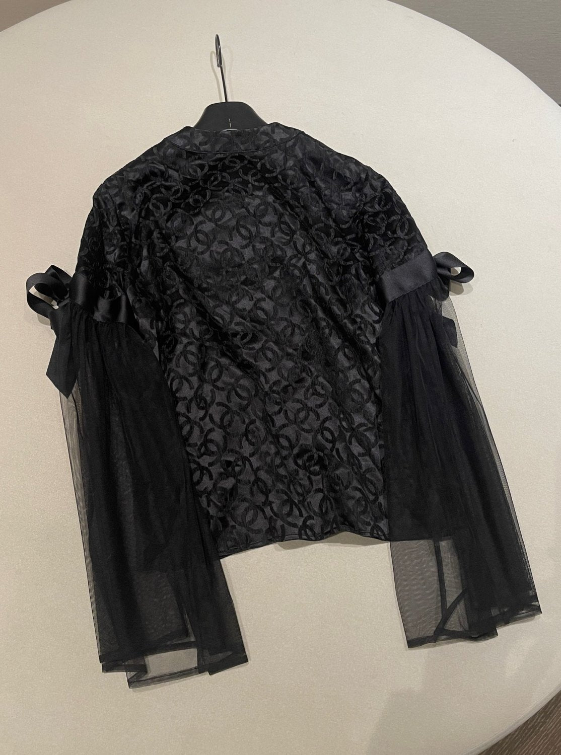 Chanel Long Sleeved Blouse Silk Crepe Jacquard #333994